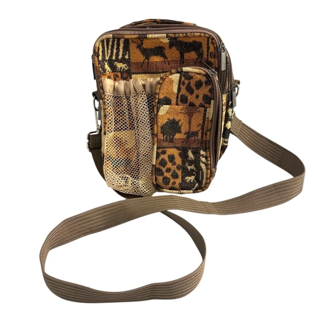 Vintage Rare Safari Tapestry Crossbody Satchel Bag